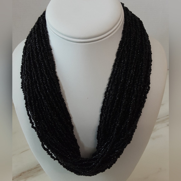 Monies Style Beaded Multi-Strand Macrame 1 Pice India Coin Necklace 20" - Vtg - Picture 2 of 10